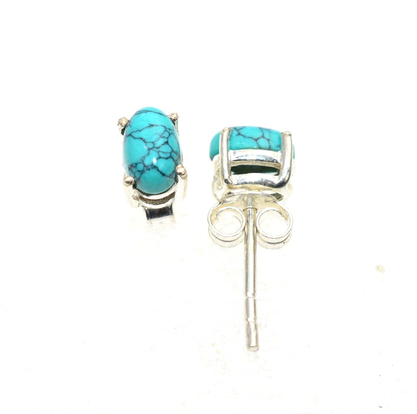 WHOLESALE 5PR 925 SOLID STERLING SILVER BLUE TURQUOISE STUD EARRING LOT