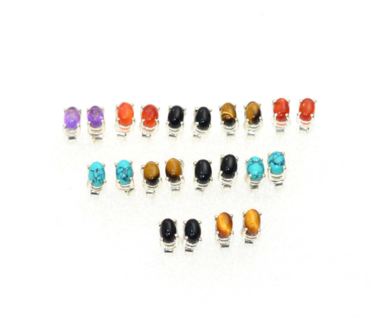 WHOLESALE 11PPR 925 SOLID STERLING SILVER BLACK ONYX MIX STONE STUD  LOT