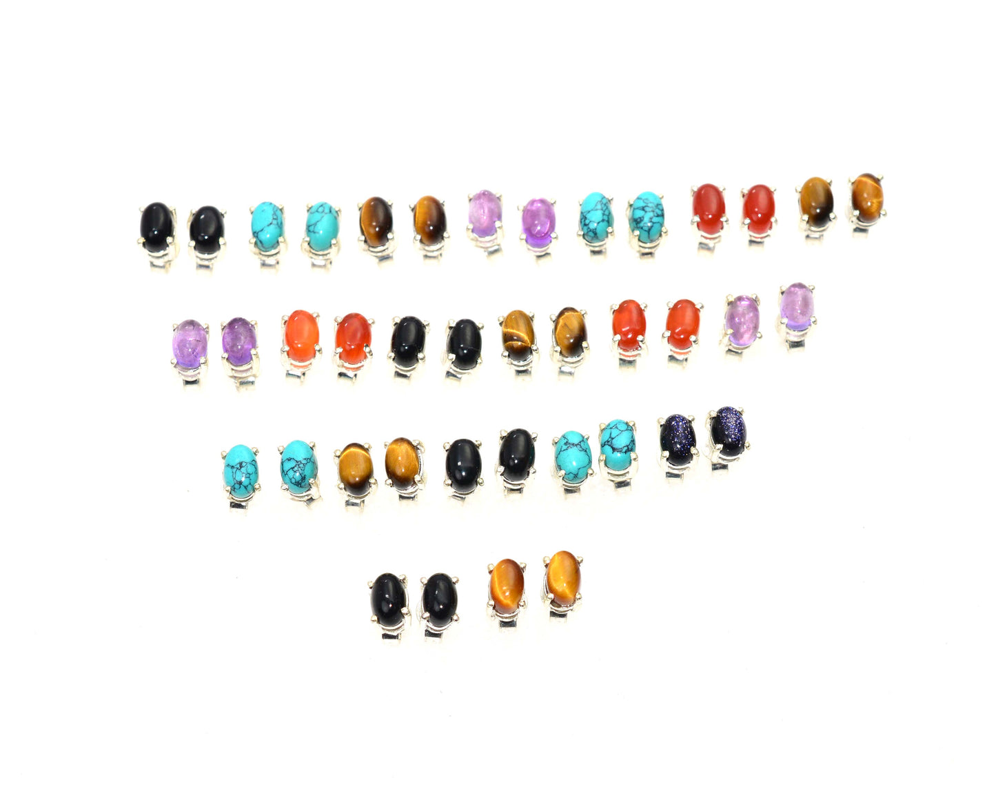WHOLESALE 20PR 925 SOLID STERLING SILVER BLACK ONYX MIX STUD EARRING LOT