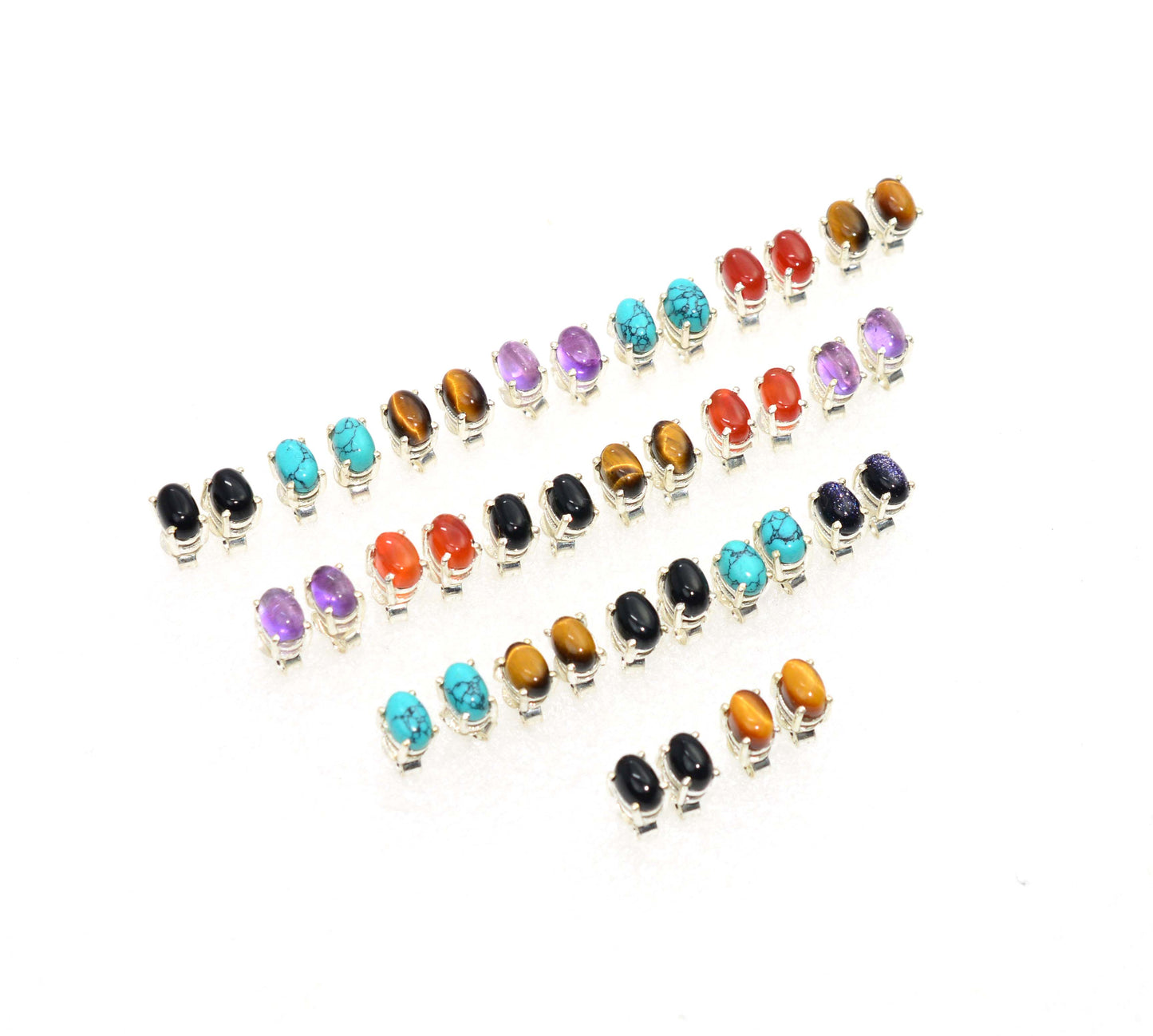 WHOLESALE 20PR 925 SOLID STERLING SILVER BLACK ONYX MIX STUD EARRING LOT