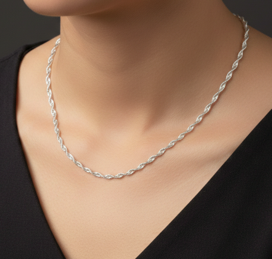 925 Solid Sterling Silver Plain Chain-20 Inch