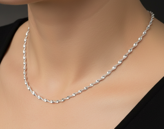 925 Solid Sterling Silver Plain Chain-18 Inch