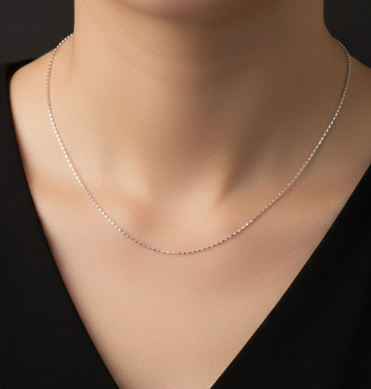 925 Solid Sterling Silver Plain Chain-18 Inch