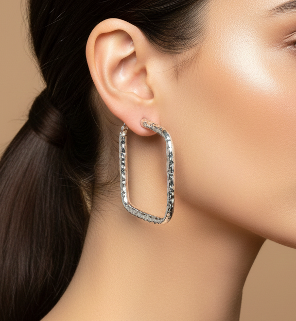 925 Solid Sterling Silver Plain Hoop Earring-2.2 Inch