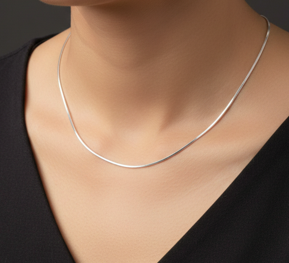 925 Solid Sterling Silver Plain Chain-18 Inch