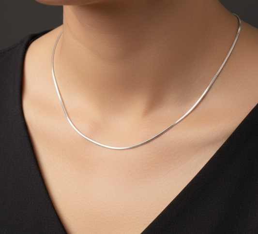 925 Solid Sterling Silver Plain Chain-18 Inch