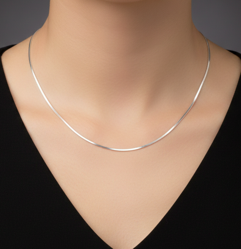 925 Solid Sterling Silver Plain Chain-20 Inch
