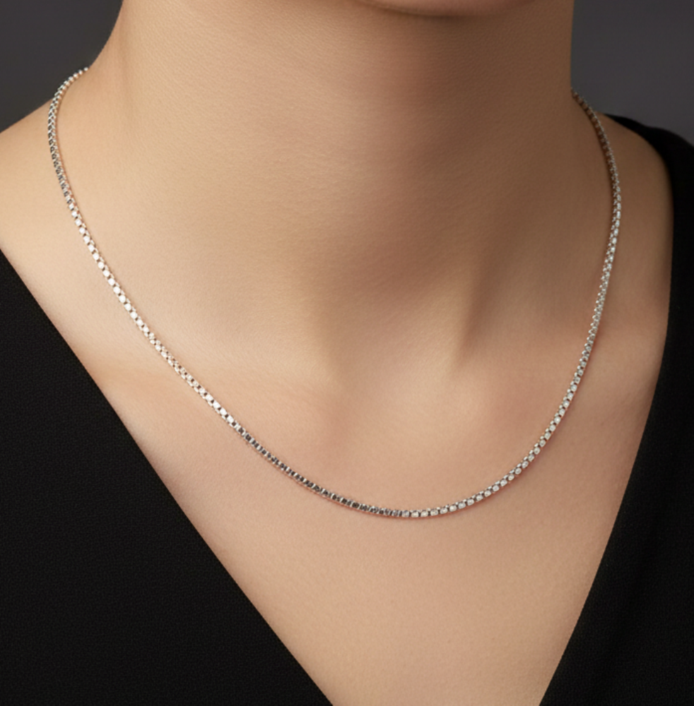 925 Solid Sterling Silver Plain Chain-20 Inch