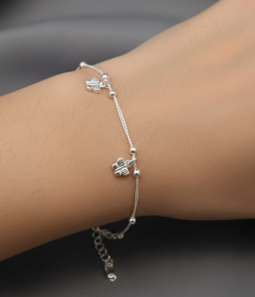 925 Solid Sterling Plain Butterfly Style Bracelet - 9.2 Inches
