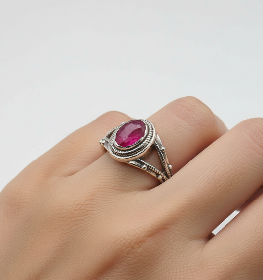 925 Solid Sterling Silver Designer Double Line Ring - 2.7 Grams