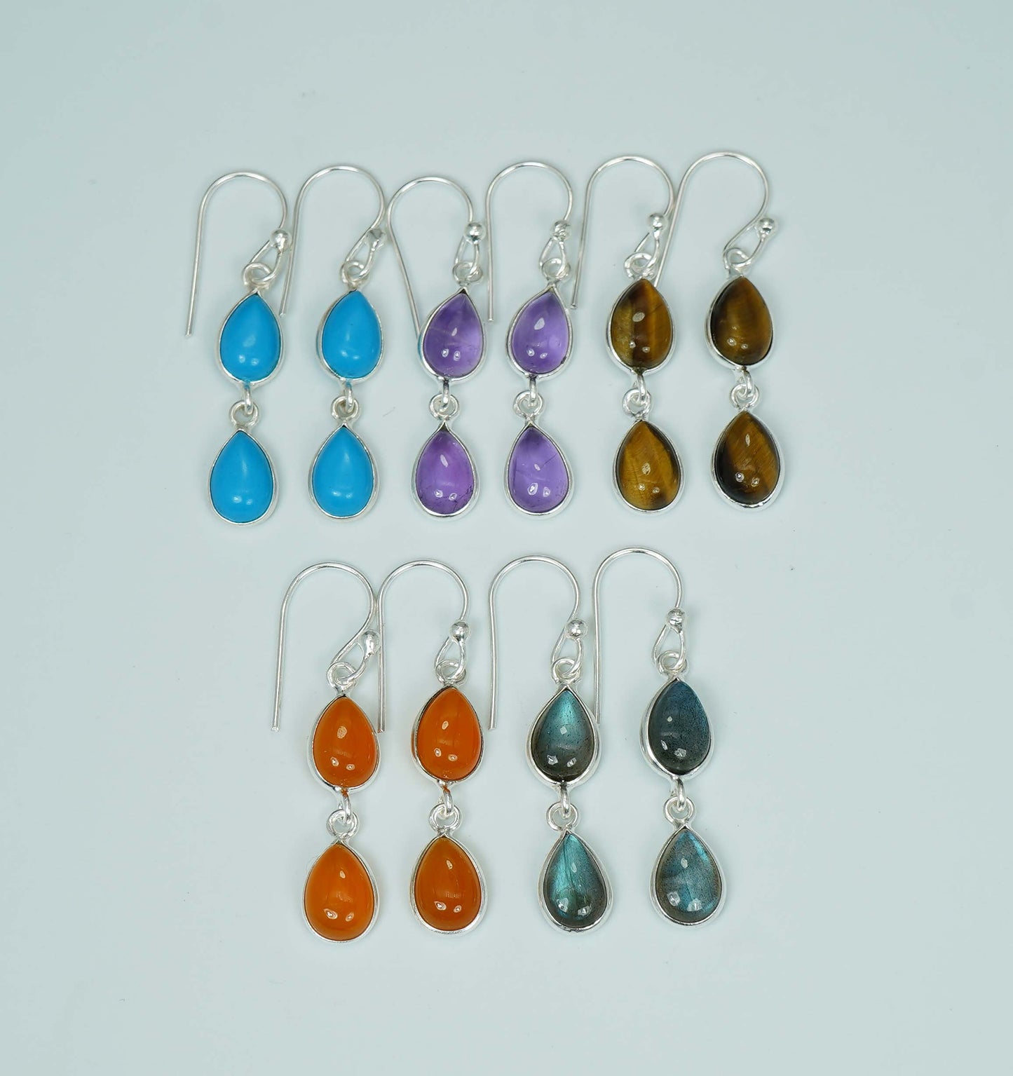 Wholesale 925 5PR Solid Sterling Silver Amethyst Mixstone Hook Earring Lot