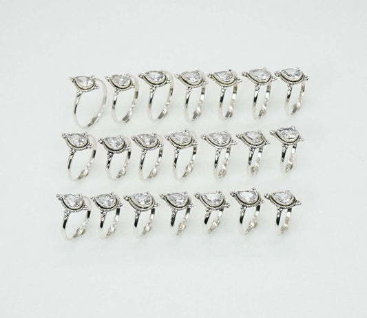Wholesale 925 21PC Solid Sterling Silver Faceted White Topaz Ring Lot
