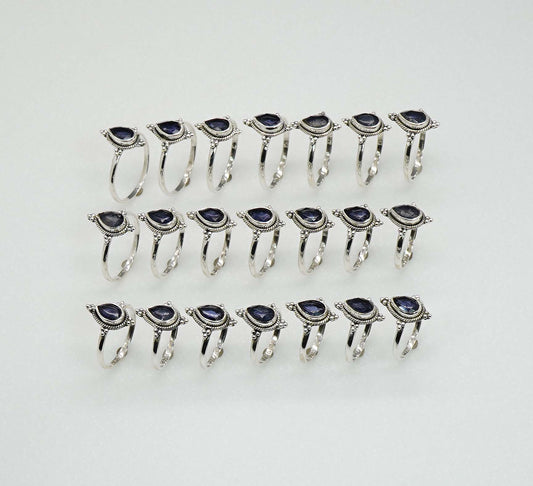 Wholesale 925 21PC Solid Sterling Silver Faceted Blue Iolite Ring Lot