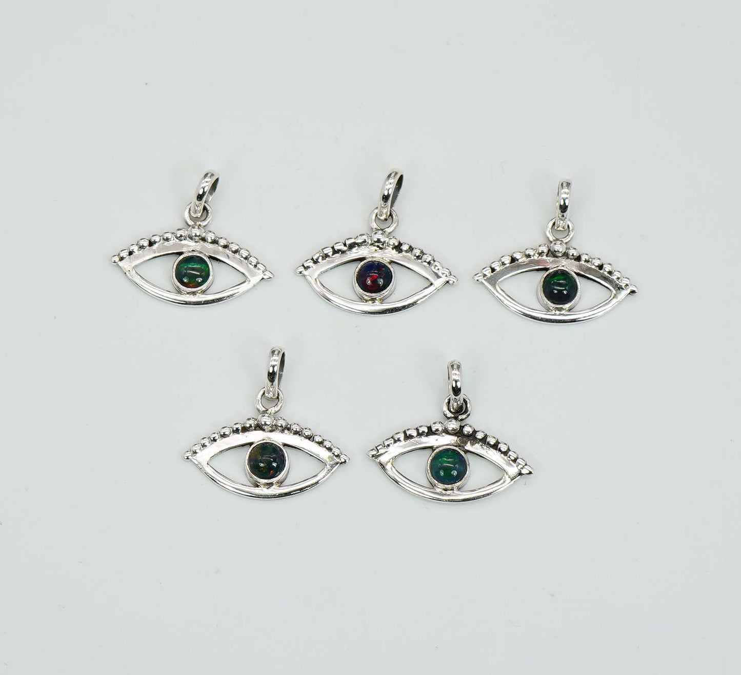 Wholesale 925 5PC Solid Sterling Silver Black Opal Eye Style Pendant Lot