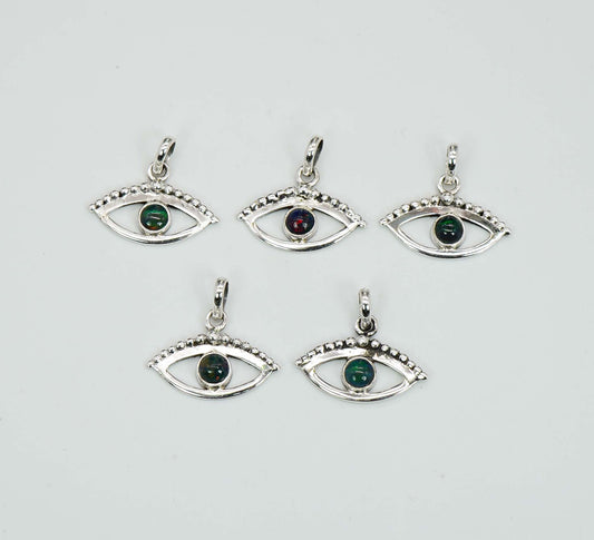 Wholesale 925 5PC Solid Sterling Silver Black Opal Eye Style Pendant Lot