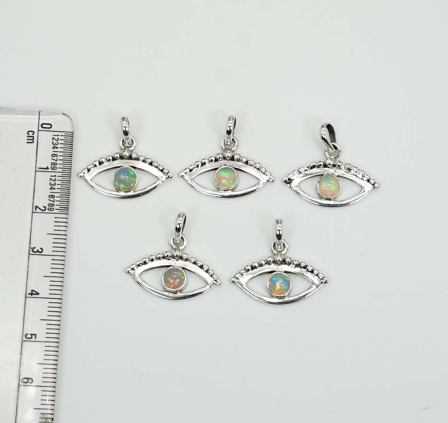 Wholesale 925 5PC Solid Sterling Silver Ethiopian Opal Eye Style Pendant Lot