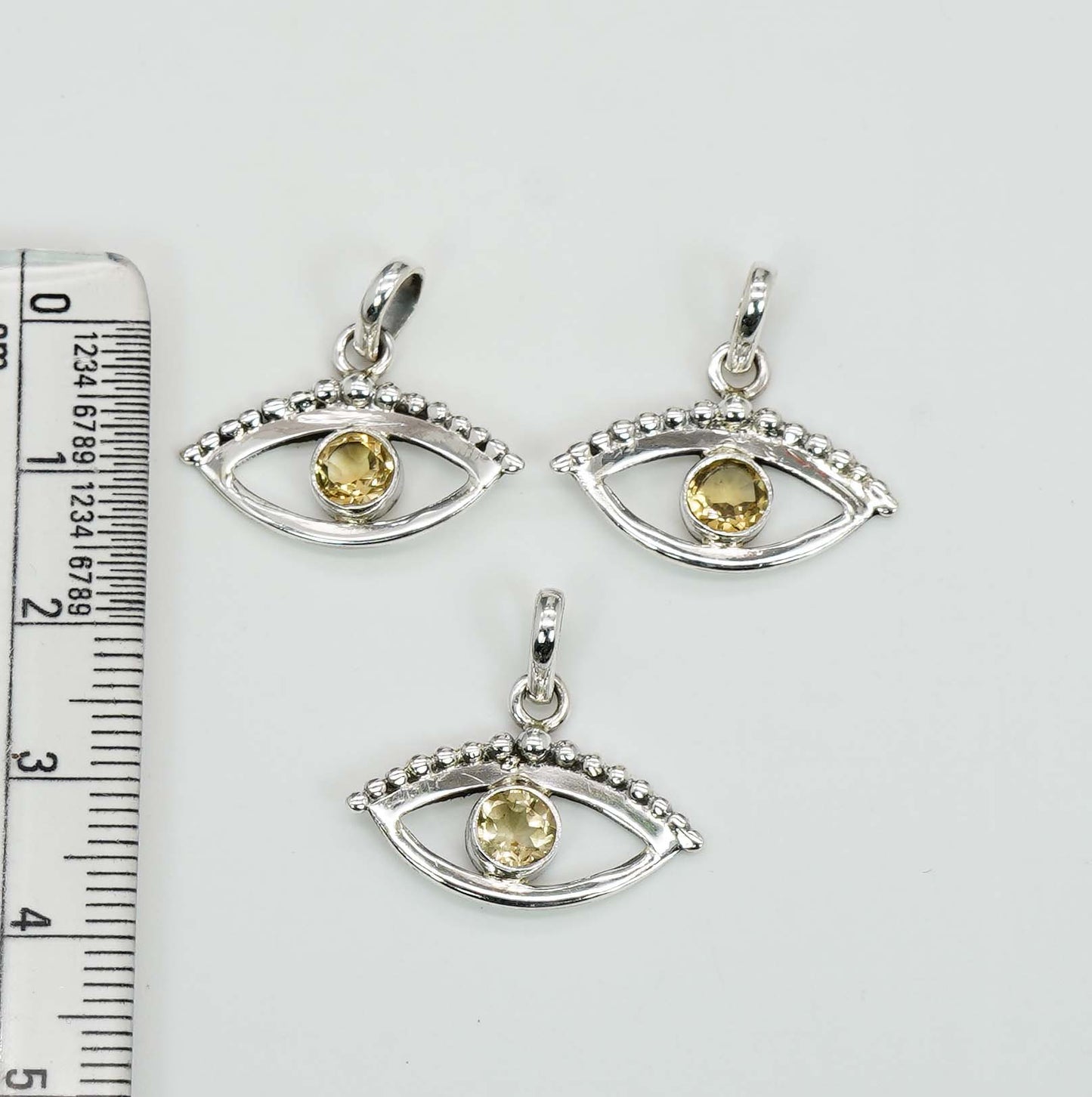Wholesale 925 3PC Solid Sterling Silver Yellow Citrine Eye Style Pendant Lot