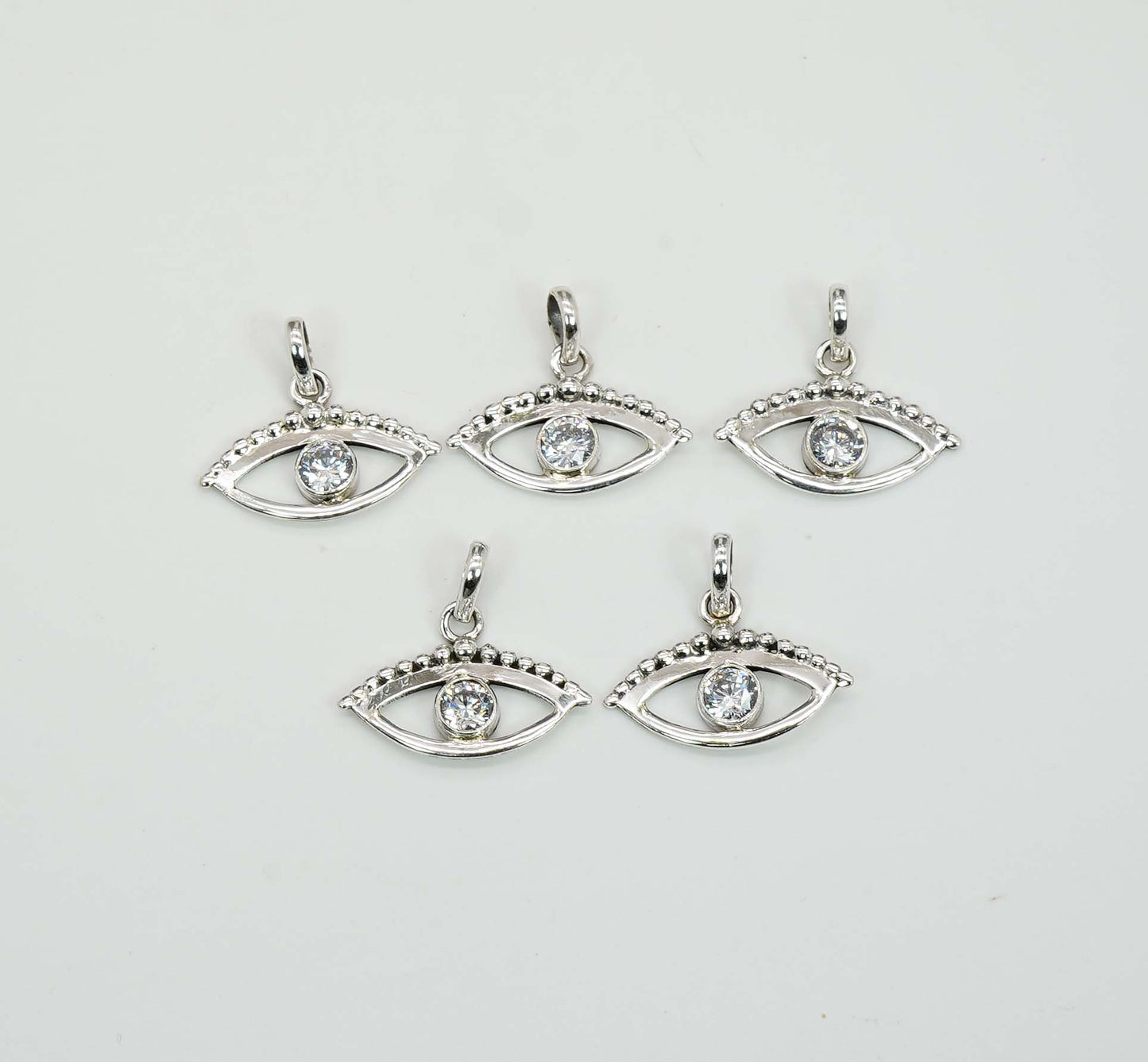 Wholesale 925 5PC Solid Sterling Silver Cut White Topaz Eye Style Pendant Lot