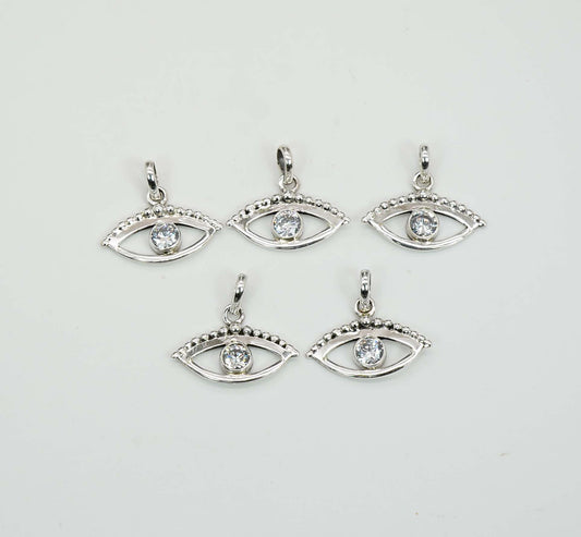 Wholesale 925 5PC Solid Sterling Silver Cut White Topaz Eye Style Pendant Lot
