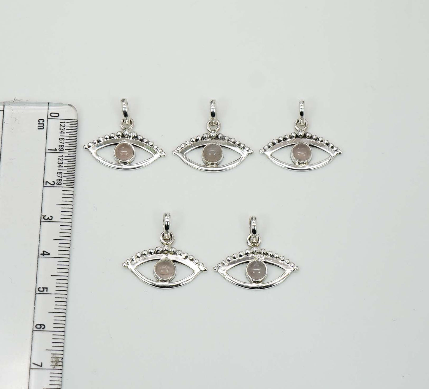 Wholesale 925 5PC Solid Sterling Silver Rose Quartz Eye Style Pendant Lot