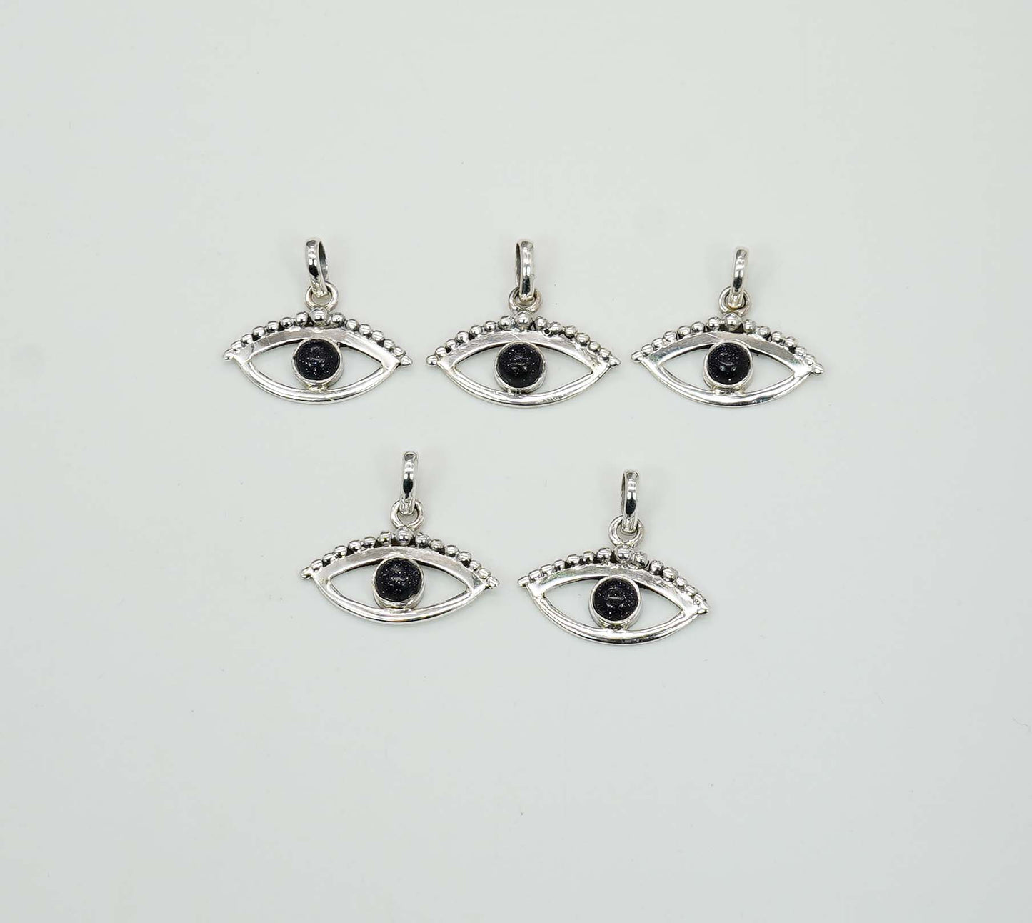Wholesale 925 5PC Solid Sterling Silver Blue Sunstone Eye Style Pendant Lot
