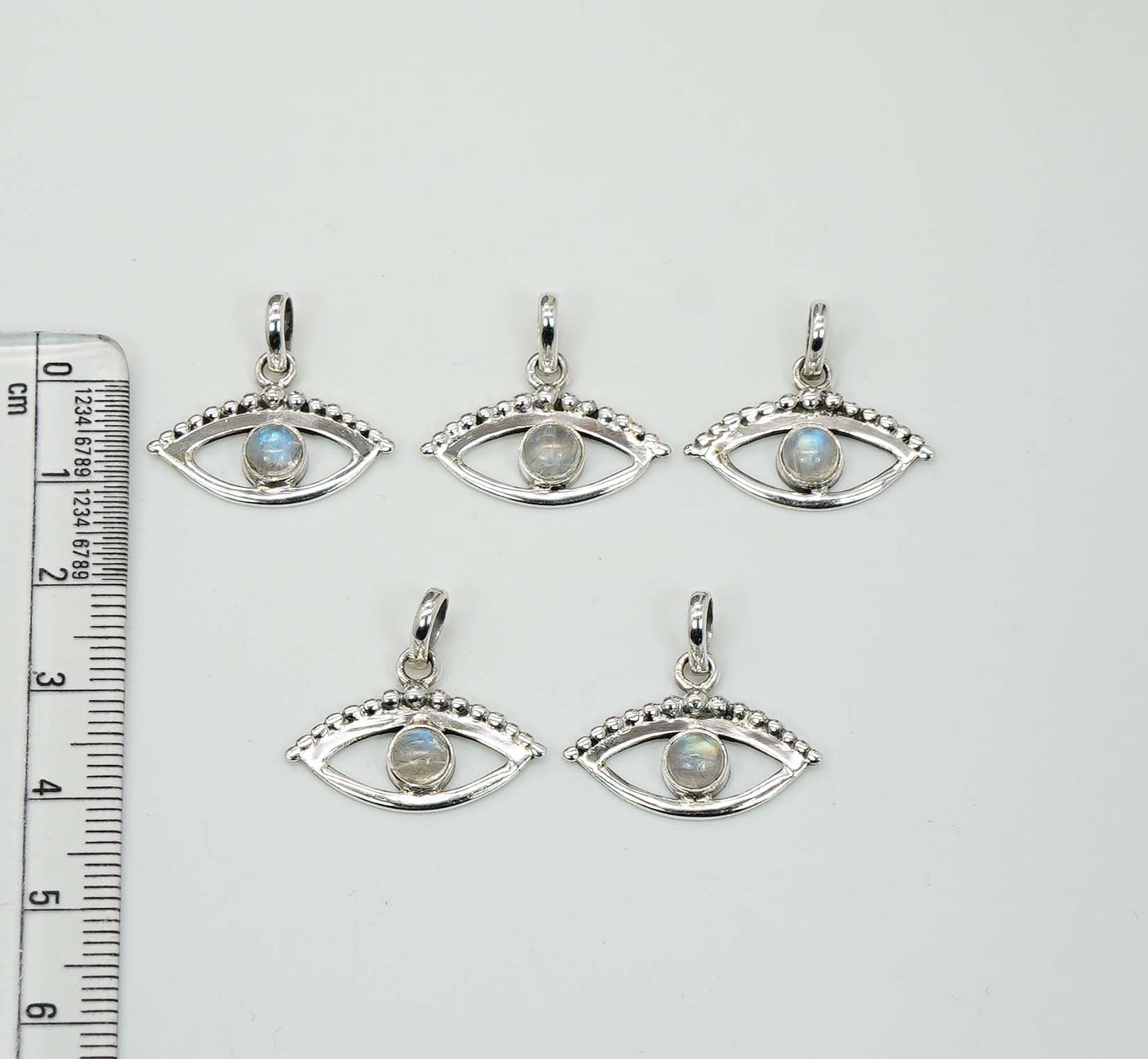 Wholesale 925 5PC Sterling Silver Rainbow Moonstone Eye Style Pendant Lot