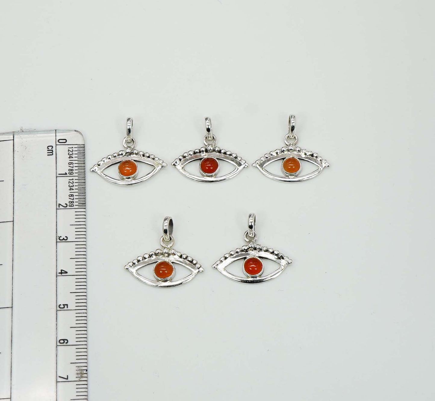 Wholesale 925 5PC Solid Sterling Silver Red Carnelian Eye Style Pendant Lot