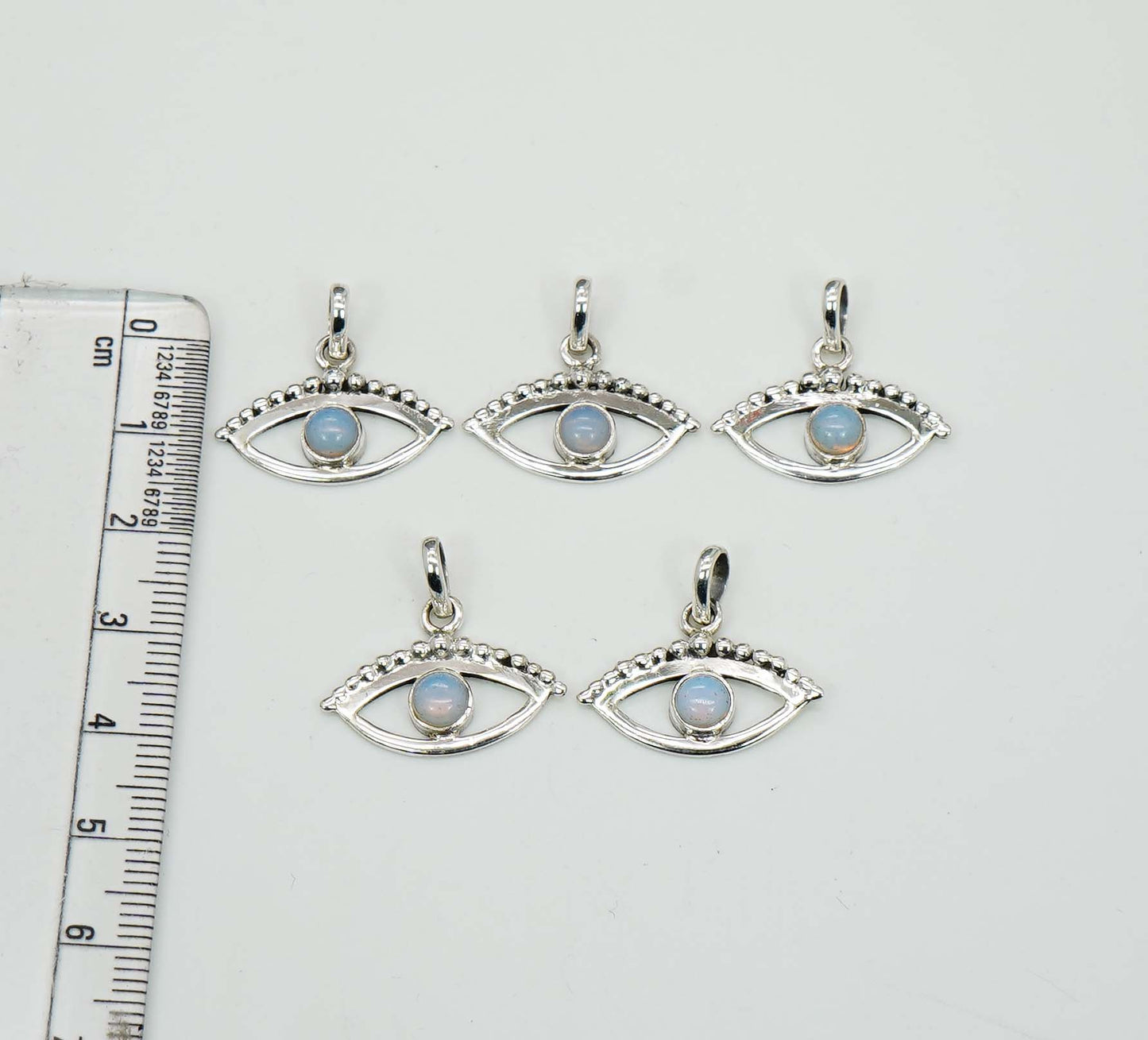 Wholesale 925 5PC Solid Sterling Silver Milky Opalite Eye Style Pendant Lot