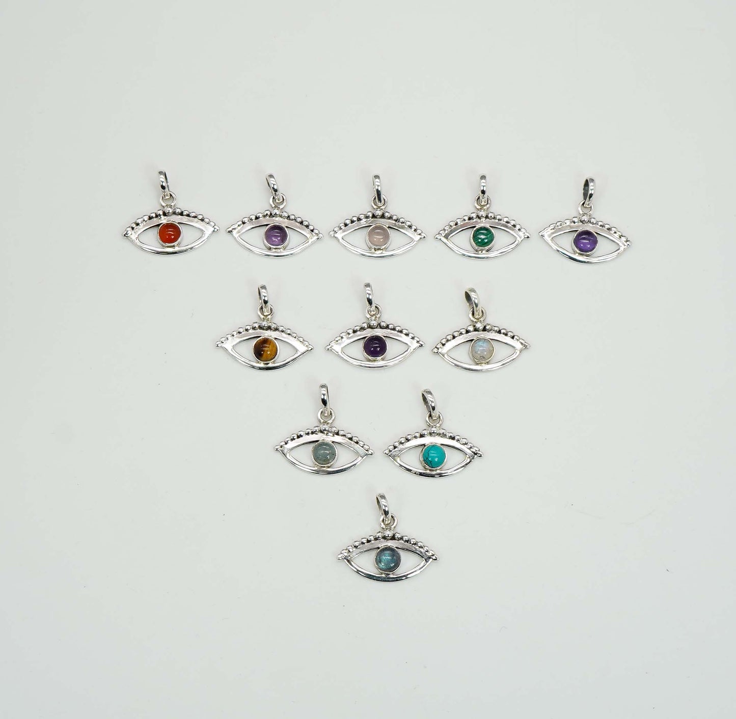 Wholesale 925 11PC Sterling Silver Amethyst Mixstone Eye Style Pendant Lot