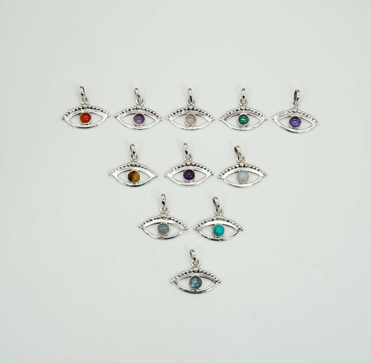 Wholesale 925 11PC Sterling Silver Amethyst Mixstone Eye Style Pendant Lot
