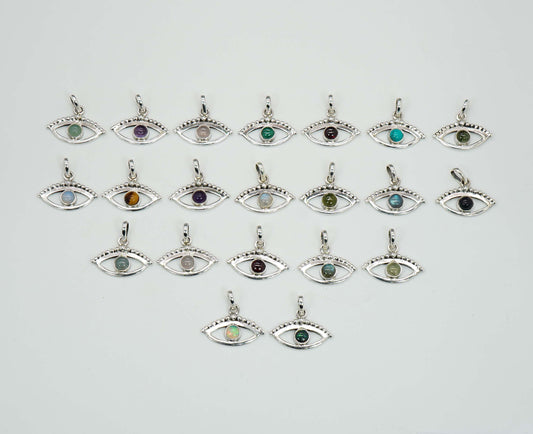 Wholesale 925 21PC Sterling Silver Amethyst Mixstone Eye Style Pendant Lot