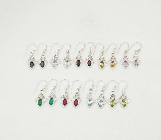 Wholesale 925 9PR Sterling Silver Cut Peridot Blue Topaz Mix Hook Earring Lot