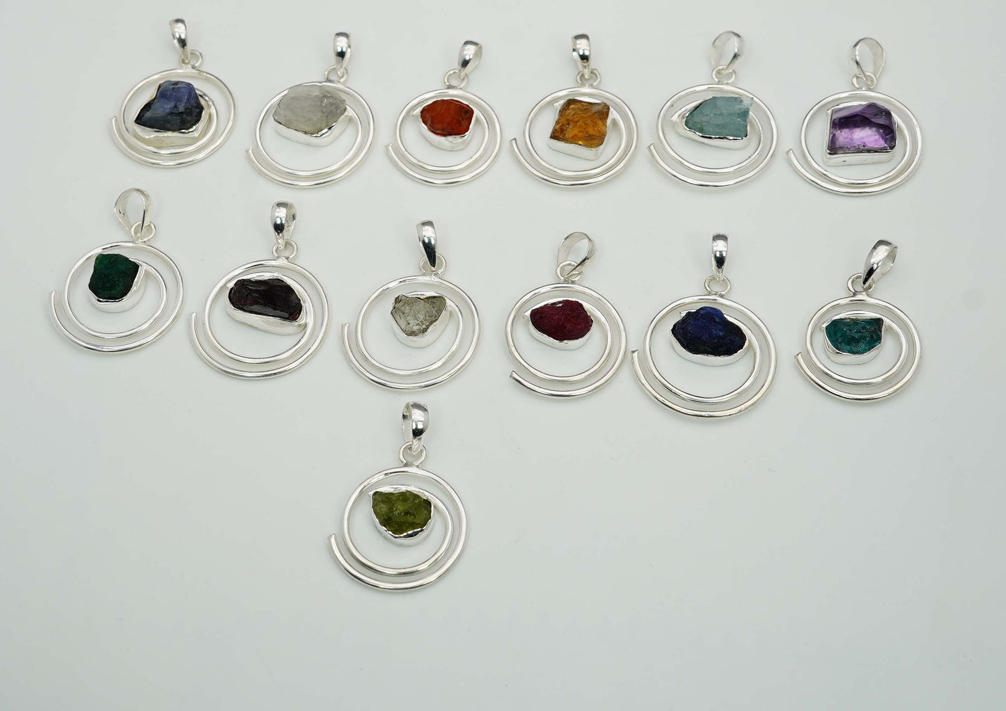 Wholesale 925 13PC Sterling Silver Rough Tanzanite Peridot Mix Pendant Lot