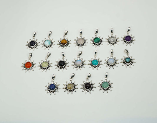 Wholesale 925 18PC Sterling Silver Carnelian Prehnite Mixstone Pendant Lot