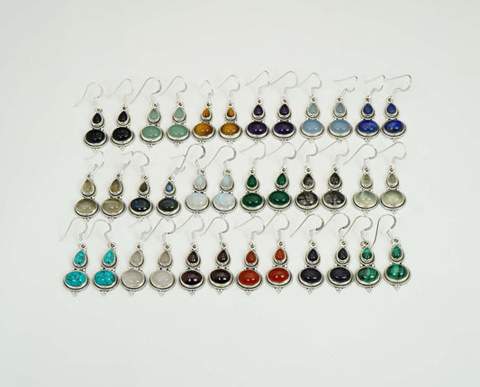 Wholesale 925 18PR Sterling Silver Turquoise Tiger Eye Mix Hook Earring Lot