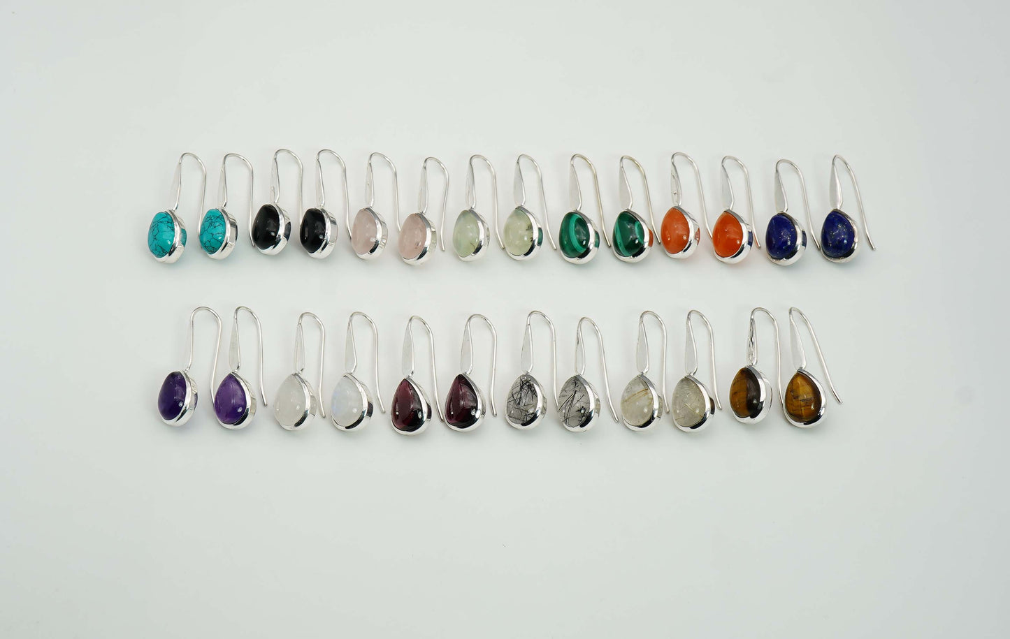 Wholesale 925 13PR Sterling Silver Rose Quartz Tiger Eye Mix Hook Earring Lot