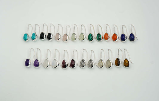 Wholesale 925 13PR Sterling Silver Rose Quartz Tiger Eye Mix Hook Earring Lot