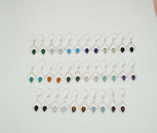 Wholesale 925 17PR Sterling Silver Rose Quartz Tiger Eye Mix Hook Earring Lot