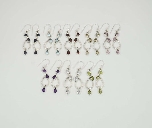 Wholesale 925 8PR Sterling Silver Cut Pink Topaz Peridot Mix Hook Earring Lot