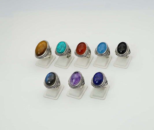 Wholesale 925 8PC Sterling Silver Red Carnelian Amethyst Mix Stone Ring Lot