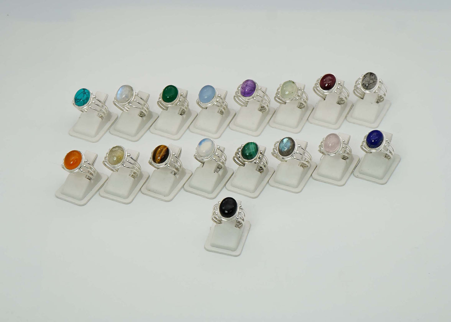 Wholesale 925 17PC Sterling Silver Red Carnelian Garnet Mix Stone Ring Lot