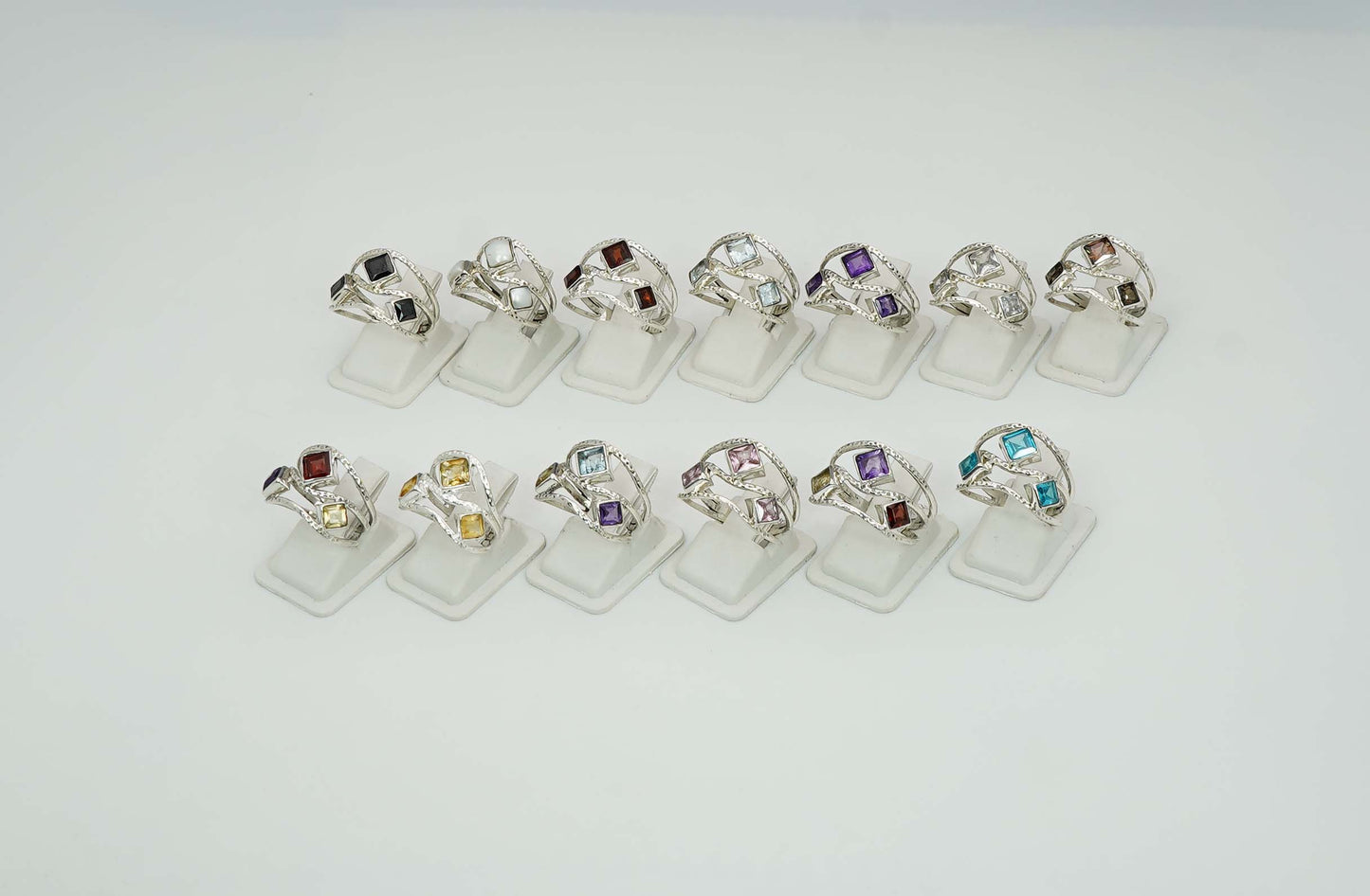 Wholesale 925 13PC Sterling Silver Amethyst Pink Topaz Mix Stone Ring Lot
