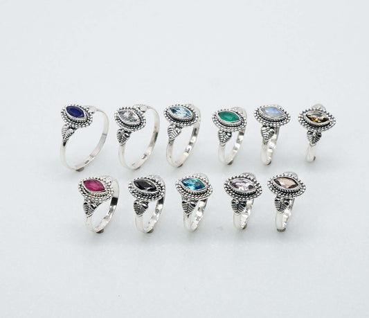 Wholesale 925 11PC Solid Sterling Silver Topaz Moonstone Mixstone Ring Lot