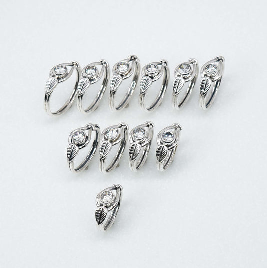 Wholesale 925 11PC Solid Sterling Silver Faceted Natural White Topaz Ring Lot