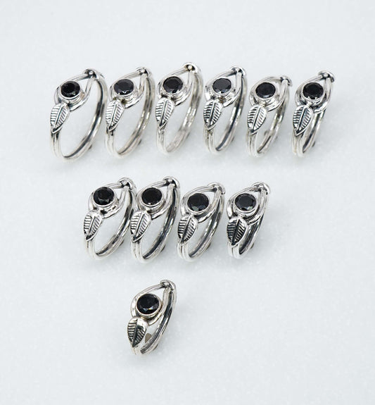 Wholesale 925 11PC Solid Sterling Silver Faceted Natural Black Onyx Ring Lot