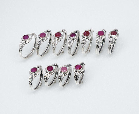 Wholesale 925 11PC Solid Sterling Silver Simulated Ruby Ring Lot