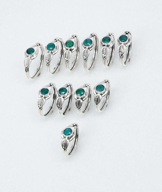Wholesale 925 11PC Solid Sterling Silver Simulated Green Emerald Ring Lot