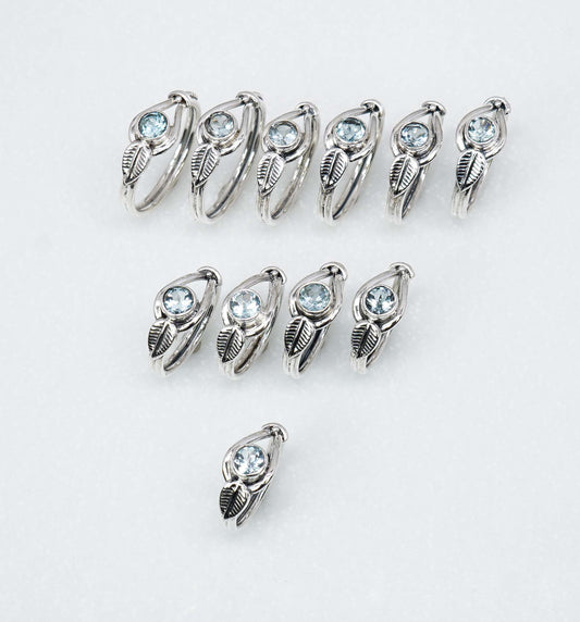 Wholesale 925 11PC Solid Sterling Silver Faceted Natural Blue Topaz Ring Lot