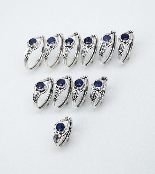 Wholesale 925 11PC Solid Sterling Silver Simulated Blue Sapphire Ring Lot