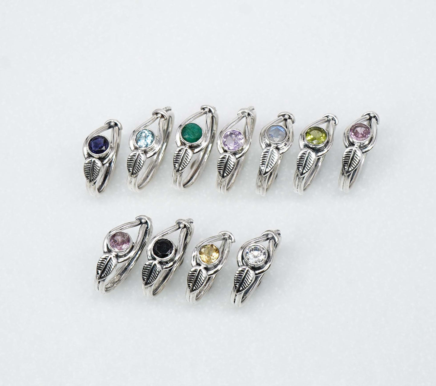 Wholesale 925 11PC Solid Sterling Silver Garnet Blue Topaz Mixstone Ring Lot